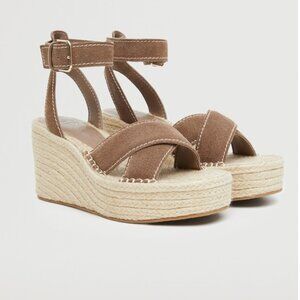 Mango Leather wedge sandals